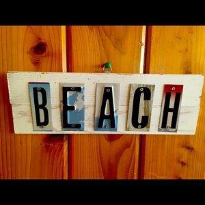 Beach License Plate Art Plaque